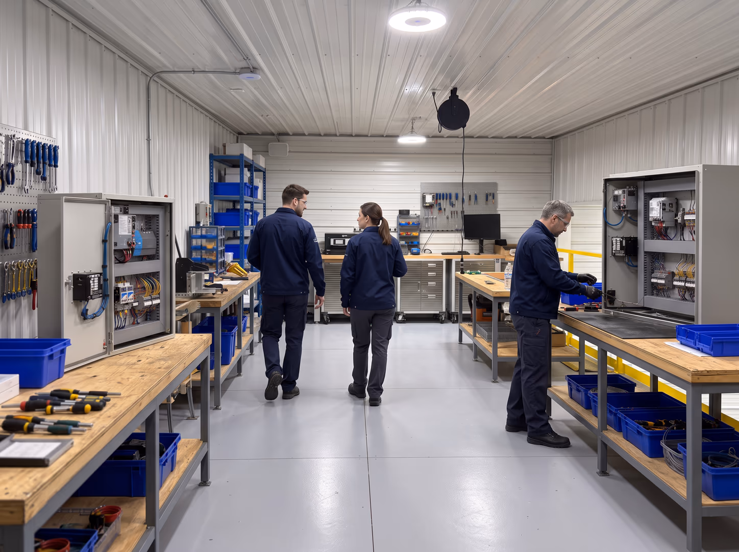 SpecIQ shop floor, UL 508A control panels in production